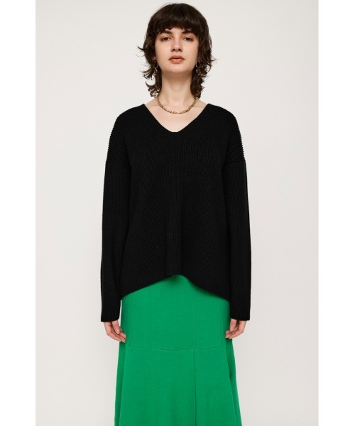 SLY（スライ）の「LOOSE V/N KNIT TOPS ルーズ Vネック ニット トップス（ニット/セーター・レディース・ブラック/杢グレー/ピンク・FREE）」の8枚目の写真