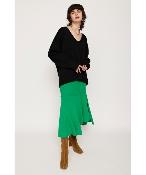 SLY（スライ）の「LOOSE V/N KNIT TOPS ルーズ Vネック ニット トップス（ニット/セーター・レディース・ブラック/杢グレー/ピンク・FREE）」の9枚目の写真