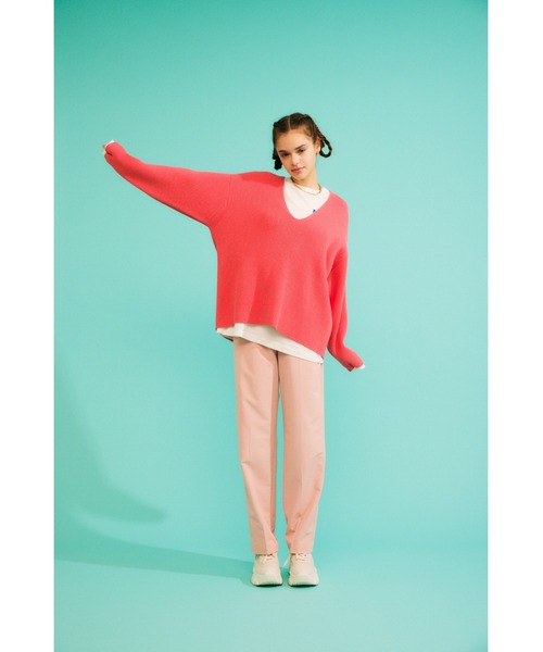 SLY（スライ）の「LOOSE V/N KNIT TOPS ルーズ Vネック ニット トップス（ニット/セーター・レディース・ブラック/杢グレー/ピンク・FREE）」の19枚目の写真