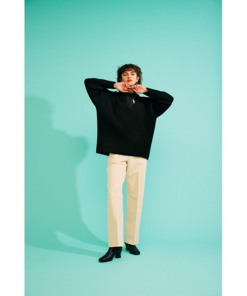 SLY（スライ）の「LOOSE V/N KNIT TOPS ルーズ Vネック ニット トップス（ニット/セーター・レディース・ブラック/杢グレー/ピンク・FREE）」の13枚目の写真