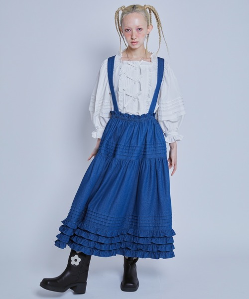 Candy Stripper(キャンディストリッパー)の「HOLIDAY DENIM JUMPER スカート(ジャンパースカート・レディース・ライトブルー/インディゴブルー・2)」の17枚目の写真