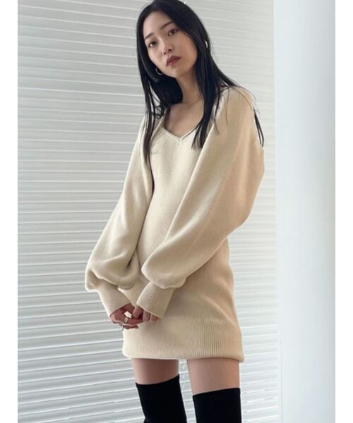 セール】タックスリーブニットワンピース（ワンピース）｜EMODA