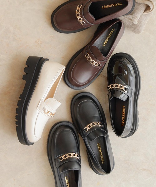 セール】軽量厚底 ユニセックス トラックソールローファー（ローファー