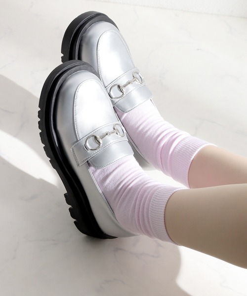 セール】軽量厚底 ユニセックス トラックソールローファー（ローファー