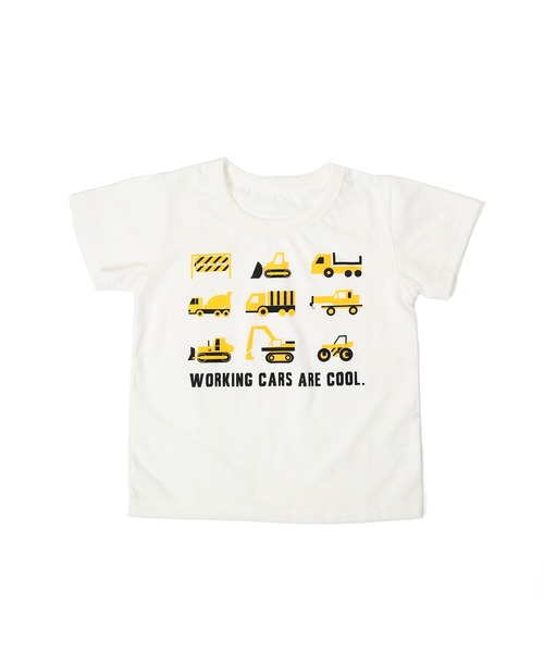 DILASH(ディラッシュ)の「はたらく車半袖Tシャツ(Tシャツ/カットソー・キッズ・チャコール/グリーン/オフホワイト・130/140/120/80/100/110/90)」の2枚目の写真