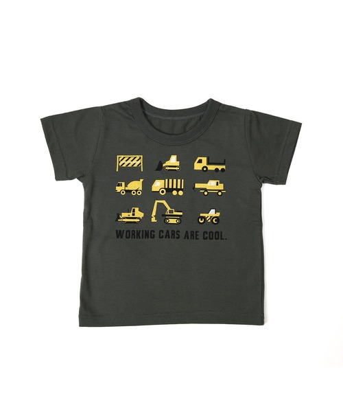 DILASH(ディラッシュ)の「はたらく車半袖Tシャツ(Tシャツ/カットソー・キッズ・チャコール/グリーン/オフホワイト・130/140/120/80/100/110/90)」の3枚目の写真