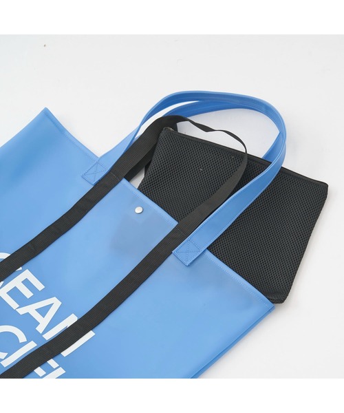 Ocean Pacific（オーシャンパシフィック）の「Ocean Pacific/オーシャンパシフィック ブランド ロゴ メッシュ素材 ポーチ付 シリコン風 トートバッグ バッグ（トートバッグ・メンズ・ブラック/ピンク・FREE）」の11枚目の写真