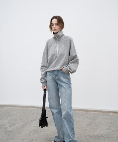 EKCOOKIES（イーケークッキーズ）の「【 EKCOOKIES 】ウエストフィットセミハイウエストストレートワイドパンツ（デニムパンツ・レディース・ライトインディゴブルー・S/M/L）」の7枚目の写真