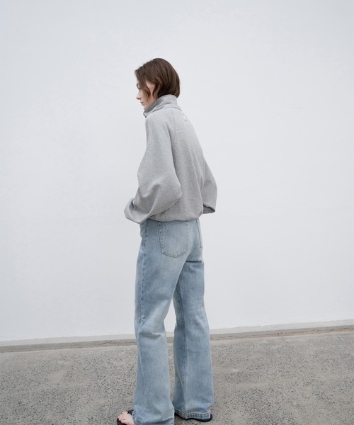 EKCOOKIES（イーケークッキーズ）の「【 EKCOOKIES 】ウエストフィットセミハイウエストストレートワイドパンツ（デニムパンツ・レディース・ライトインディゴブルー・S/M/L）」の10枚目の写真