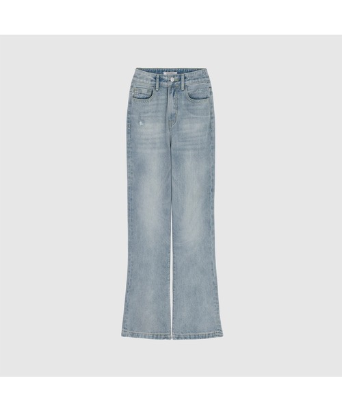 EKCOOKIES（イーケークッキーズ）の「【 EKCOOKIES 】ウエストフィットセミハイウエストストレートワイドパンツ（デニムパンツ・レディース・ライトインディゴブルー・S/M/L）」の15枚目の写真