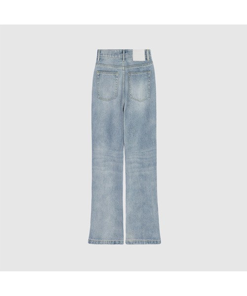 EKCOOKIES（イーケークッキーズ）の「【 EKCOOKIES 】ウエストフィットセミハイウエストストレートワイドパンツ（デニムパンツ・レディース・ライトインディゴブルー・S/M/L）」の16枚目の写真