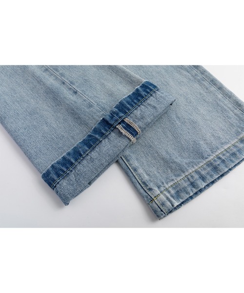 EKCOOKIES（イーケークッキーズ）の「【 EKCOOKIES 】ウエストフィットセミハイウエストストレートワイドパンツ（デニムパンツ・レディース・ライトインディゴブルー・S/M/L）」の17枚目の写真