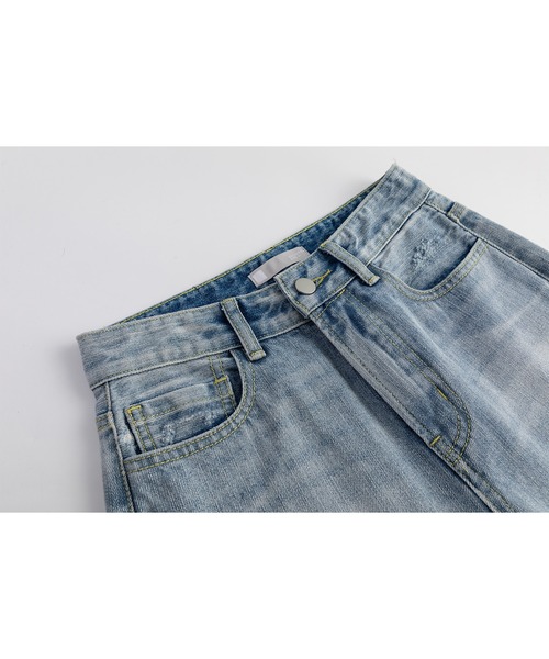 EKCOOKIES（イーケークッキーズ）の「【 EKCOOKIES 】ウエストフィットセミハイウエストストレートワイドパンツ（デニムパンツ・レディース・ライトインディゴブルー・S/M/L）」の20枚目の写真