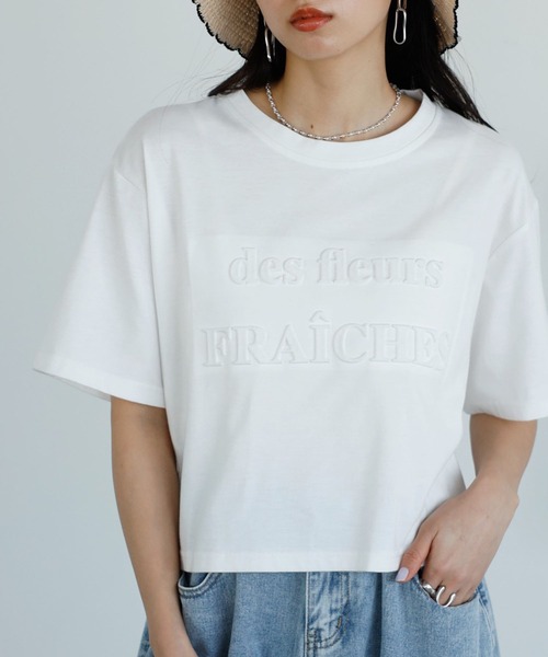 GeeRA（ジーラ）の「エンボスロゴショートTシャツ（Tシャツ/カットソー・レディース・ブラック/オフホワイト・LARGE/MEDIUM）」の2枚目の写真