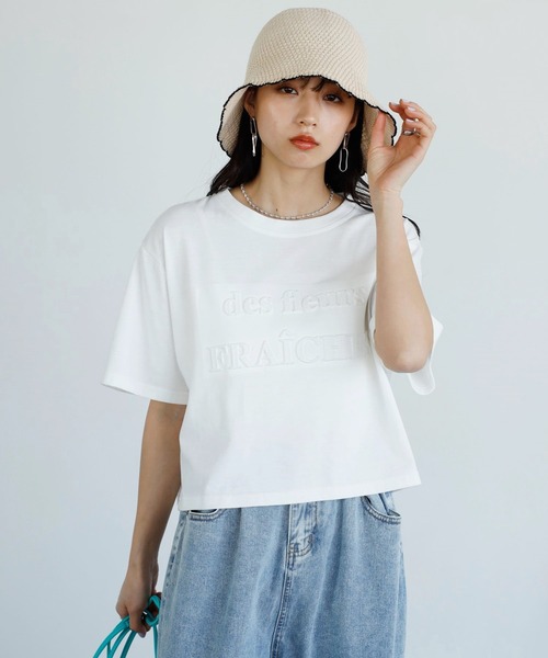 GeeRA（ジーラ）の「エンボスロゴショートTシャツ（Tシャツ/カットソー・レディース・ブラック/オフホワイト・LARGE/MEDIUM）」の3枚目の写真
