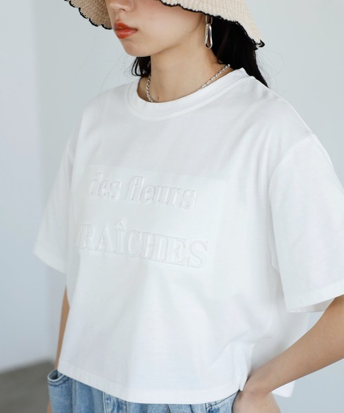 GeeRA（ジーラ）の「エンボスロゴショートTシャツ（Tシャツ/カットソー・レディース・ブラック/オフホワイト・LARGE/MEDIUM）」の6枚目の写真