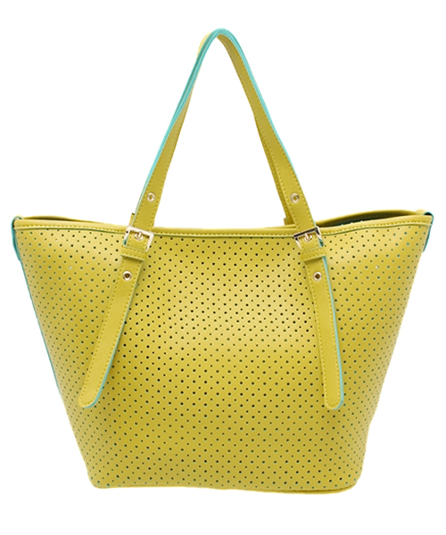 OUTLET（アウトレット）の「【Ciaopanic】パンチング2WAYトート（トートバッグ・レディース・ライトグリーン/イエロー・0）」の2枚目の写真