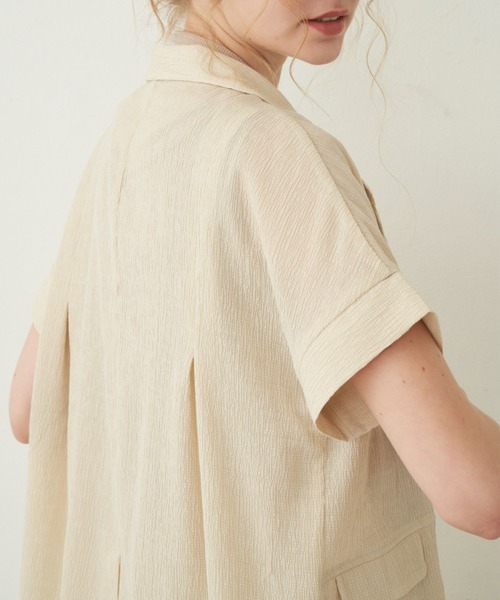 idem（イデム）の「【ZOZOTOWN限定】 crepe summer jacket/ハーフスリーブジャケット（セットアップ・レディース・アイボリー/ピンク/ネイビー・FREE）」の16枚目の写真