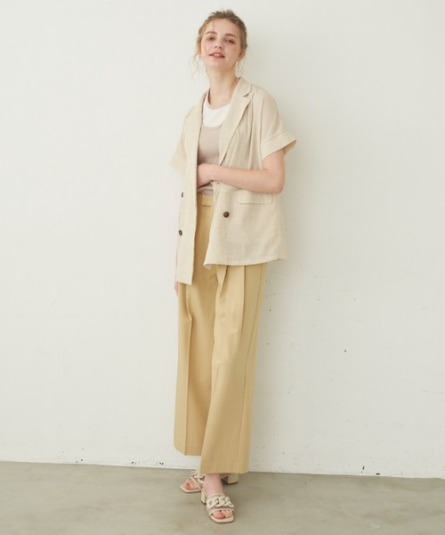 idem（イデム）の「【ZOZOTOWN限定】 crepe summer jacket/ハーフスリーブジャケット（セットアップ・レディース・アイボリー/ピンク/ネイビー・FREE）」の5枚目の写真