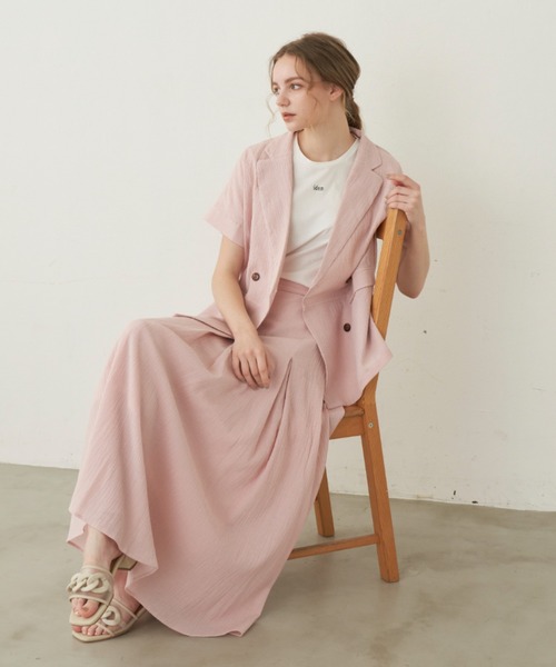 idem（イデム）の「【ZOZOTOWN限定】 crepe summer jacket/ハーフスリーブジャケット（セットアップ・レディース・アイボリー/ピンク/ネイビー・FREE）」の13枚目の写真