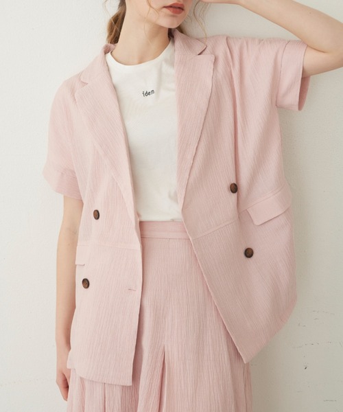 idem（イデム）の「【ZOZOTOWN限定】 crepe summer jacket/ハーフスリーブジャケット（セットアップ・レディース・アイボリー/ピンク/ネイビー・FREE）」の7枚目の写真