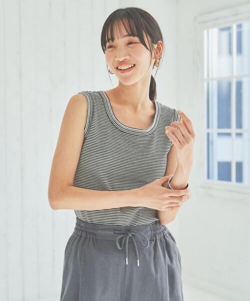 coen(コーエン)の「タックフライスボーダータンクトップ(タンクトップ・レディース・ブラック/ケリー/グレー・L/M)」の4枚目の写真