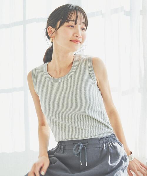 coen(コーエン)の「タックフライスボーダータンクトップ(タンクトップ・レディース・ブラック/ケリー/グレー・L/M)」の7枚目の写真