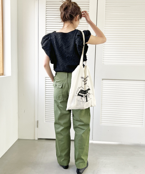 Spick & Span(スピックアンドスパン)の「オーガンジージャガードプルオーバー(Tシャツ/カットソー・レディース・アイボリー/ブラック・FREE)」の15枚目の写真