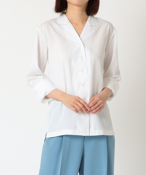 TOKYO SHIRTS(トウキョウシャツ)の「形態安定ノーアイロン オープンカラー 長袖ビジネスワイシャツ(ビジネスシャツ・レディース・ホワイト・XL/M/LL/L/S)」の6枚目の写真