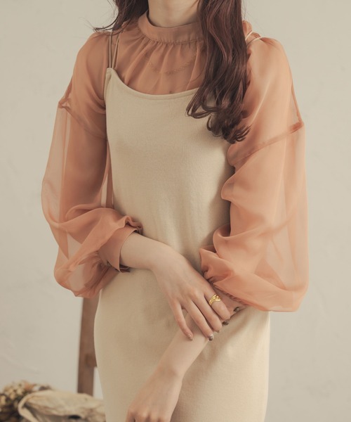 Ambre Neige（アンブルネージュ）の「2WAYシアーブラウス／【WEB/EC限定商品】（シャツ/ブラウス・レディース・ブラック/アイボリー/ピンク/モカ/ベージュ・FREE）」の5枚目の写真