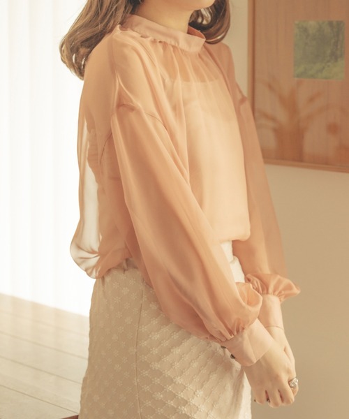 Ambre Neige（アンブルネージュ）の「2WAYシアーブラウス／【WEB/EC限定商品】（シャツ/ブラウス・レディース・ブラック/アイボリー/ピンク/モカ/ベージュ・FREE）」の13枚目の写真