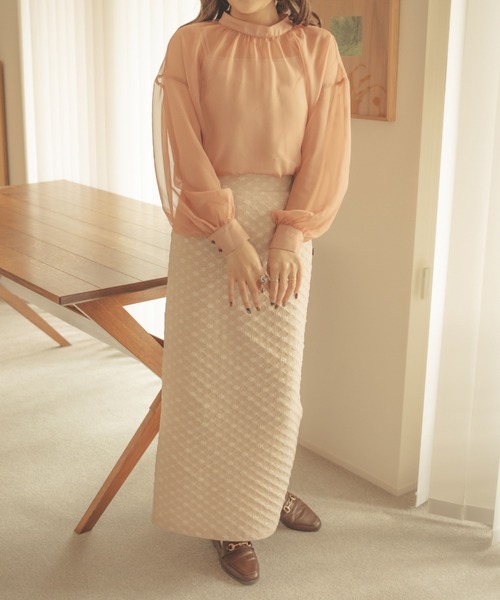 Ambre Neige（アンブルネージュ）の「2WAYシアーブラウス／【WEB/EC限定商品】（シャツ/ブラウス・レディース・ブラック/アイボリー/ピンク/モカ/ベージュ・FREE）」の11枚目の写真