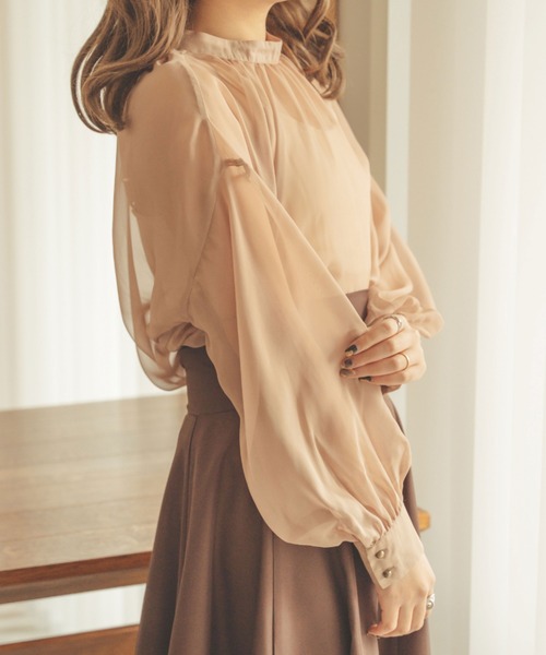 Ambre Neige（アンブルネージュ）の「2WAYシアーブラウス／【WEB/EC限定商品】（シャツ/ブラウス・レディース・ブラック/アイボリー/ピンク/モカ/ベージュ・FREE）」の17枚目の写真