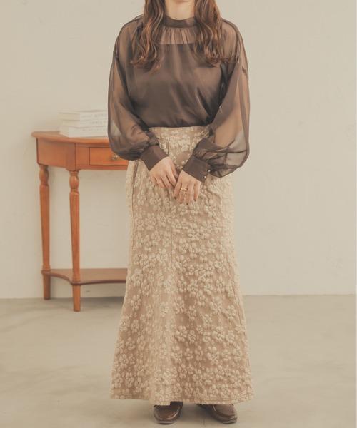 Ambre Neige（アンブルネージュ）の「2WAYシアーブラウス／【WEB/EC限定商品】（シャツ/ブラウス・レディース・ブラック/アイボリー/ピンク/モカ/ベージュ・FREE）」の12枚目の写真