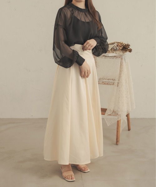 Ambre Neige（アンブルネージュ）の「2WAYシアーブラウス／【WEB/EC限定商品】（シャツ/ブラウス・レディース・ブラック/アイボリー/ピンク/モカ/ベージュ・FREE）」の6枚目の写真