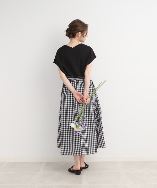 DRESKIP（ドレスキップ）の「◆【ふわっと軽やか】綿混ギャザ－スカート（スカート・レディース・オレンジ/ネイビー/ブラック系1/ライトブルー・02/04/03）」の7枚目の写真