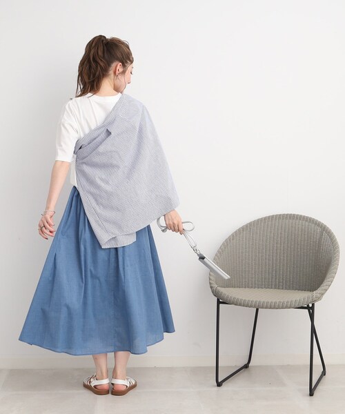 DRESKIP（ドレスキップ）の「◆【ふわっと軽やか】綿混ギャザ－スカート（スカート・レディース・オレンジ/ネイビー/ブラック系1/ライトブルー・02/04/03）」の13枚目の写真