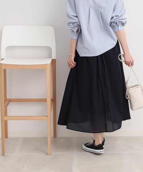 DRESKIP（ドレスキップ）の「◆【ふわっと軽やか】綿混ギャザ－スカート（スカート・レディース・オレンジ/ネイビー/ブラック系1/ライトブルー・02/04/03）」の22枚目の写真