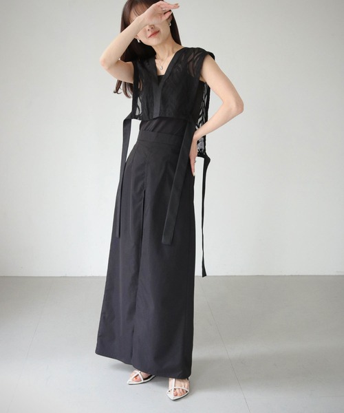 cheriella(シェリエラ)の「【cheriella】WEB限定リーフシアースピンドルブラウス(シャツ/ブラウス・レディース・ブラック/アイボリー・M)」の8枚目の写真