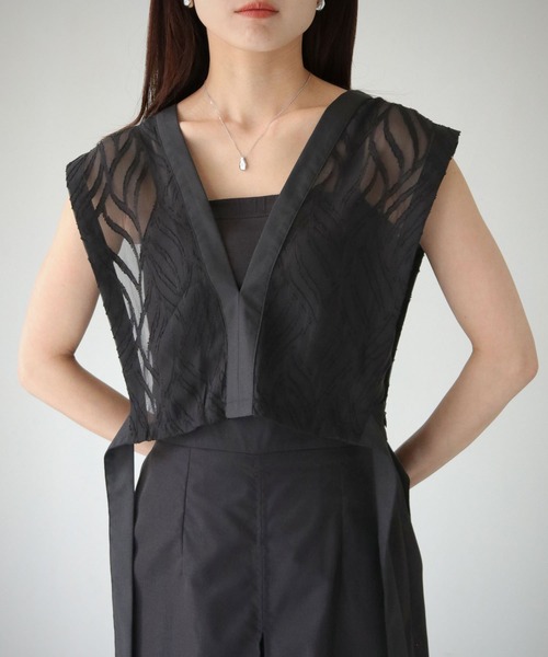 cheriella(シェリエラ)の「【cheriella】WEB限定リーフシアースピンドルブラウス(シャツ/ブラウス・レディース・ブラック/アイボリー・M)」の6枚目の写真