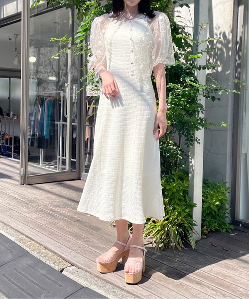 one way（ワンウェイ）の「シアーレース刺繍2wayカーデ（Tシャツ