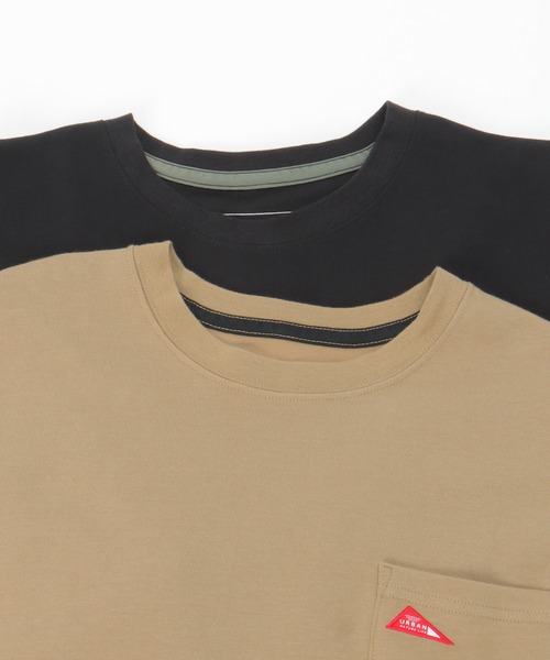 ikka(イッカ)の「URBAN NATURE LIFE アーバンネイチャーライフ バイカラードロストTシャツ(Tシャツ/カットソー・メンズ・ベージュ/ブラック・S/M/L/XL)」の6枚目の写真