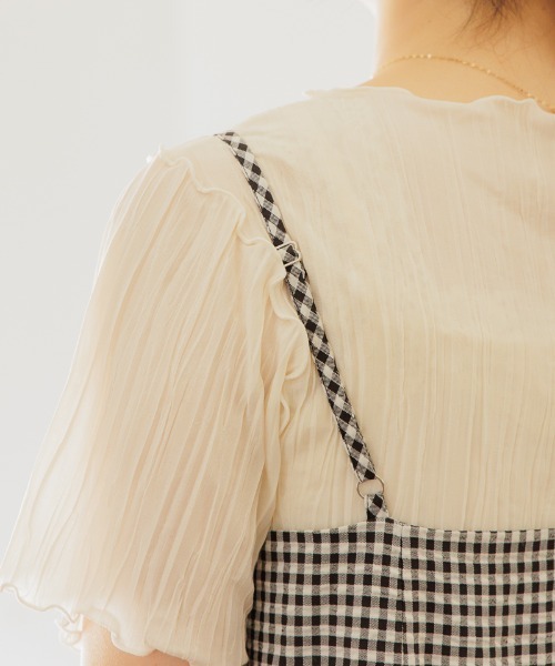 flower（フラワー）の「スレンダーチェックワンピース（ワンピース・レディース・グリーン/ブラック・FREE）」の5枚目の写真