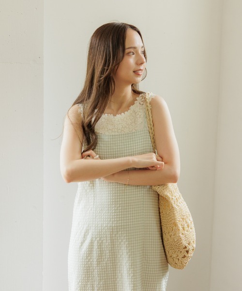 flower（フラワー）の「スレンダーチェックワンピース（ワンピース・レディース・グリーン/ブラック・FREE）」の11枚目の写真