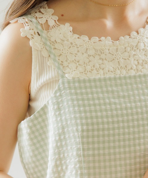 flower（フラワー）の「スレンダーチェックワンピース（ワンピース・レディース・グリーン/ブラック・FREE）」の8枚目の写真