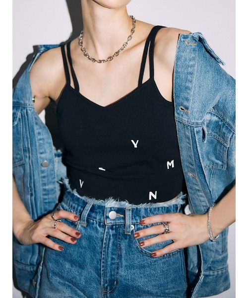 ENVYM（アンビー）の「ダブルストラップキャミ（Tシャツ/カットソー・レディース・ホワイト/ブラック・FREE）」の2枚目の写真