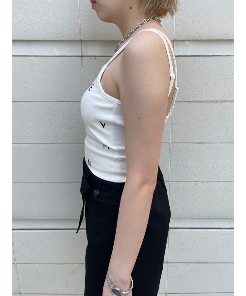 ENVYM（アンビー）の「ダブルストラップキャミ（Tシャツ/カットソー・レディース・ホワイト/ブラック・FREE）」の3枚目の写真