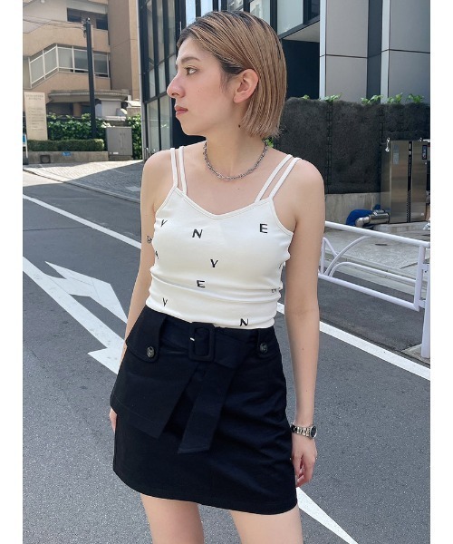ENVYM（アンビー）の「ダブルストラップキャミ（Tシャツ/カットソー・レディース・ホワイト/ブラック・FREE）」の7枚目の写真