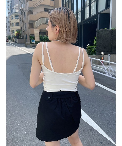 ENVYM（アンビー）の「ダブルストラップキャミ（Tシャツ/カットソー・レディース・ホワイト/ブラック・FREE）」の9枚目の写真