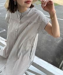 lil nina キャンブリックボイル　シャツワンピース プリント